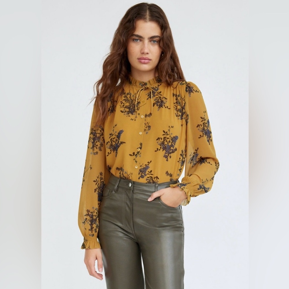 ARITZIA Wilfred Alexis Blouse. Mustard Yellow. Small.